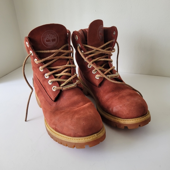 Burgundy Timberland Waterproof Nubuck Boots Men's 7.5 - Picture 2 of 11